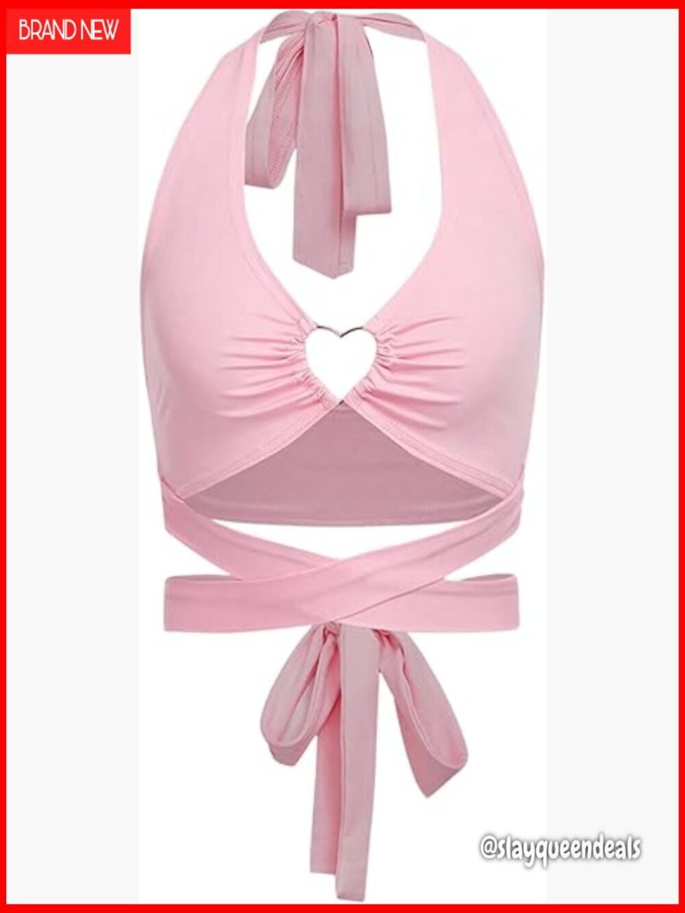 Criss Cross Tie Back Ruched Halter Crop Top Camisole Medium